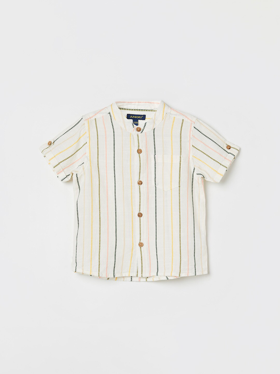 

Juniors by Lifestyle Boys Self Design Striped Cotton Casual Shirt, White