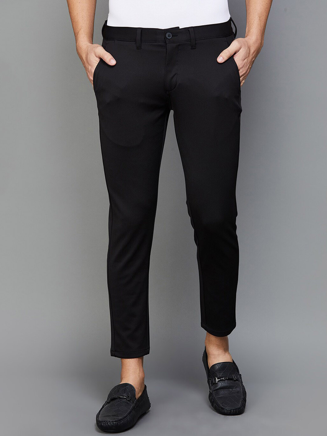 

CODE by Lifestyle Men Tapered Cotton Fit Chinos Trousers, Black