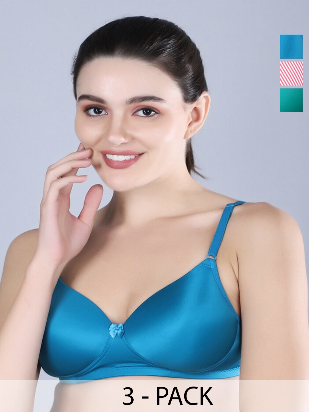 

Sonalvu Pack Of 3 Full Coverage All Day Comfort T-shirt Bra, Pink
