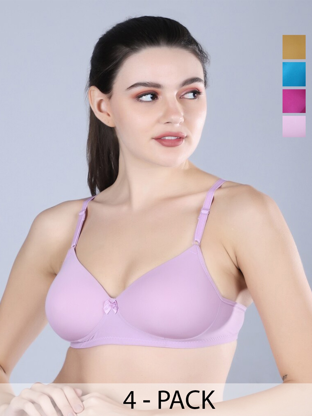 

Sonalvu Pack Of 4 Full Coverage All Day Comfort T-shirt Bra, Pink