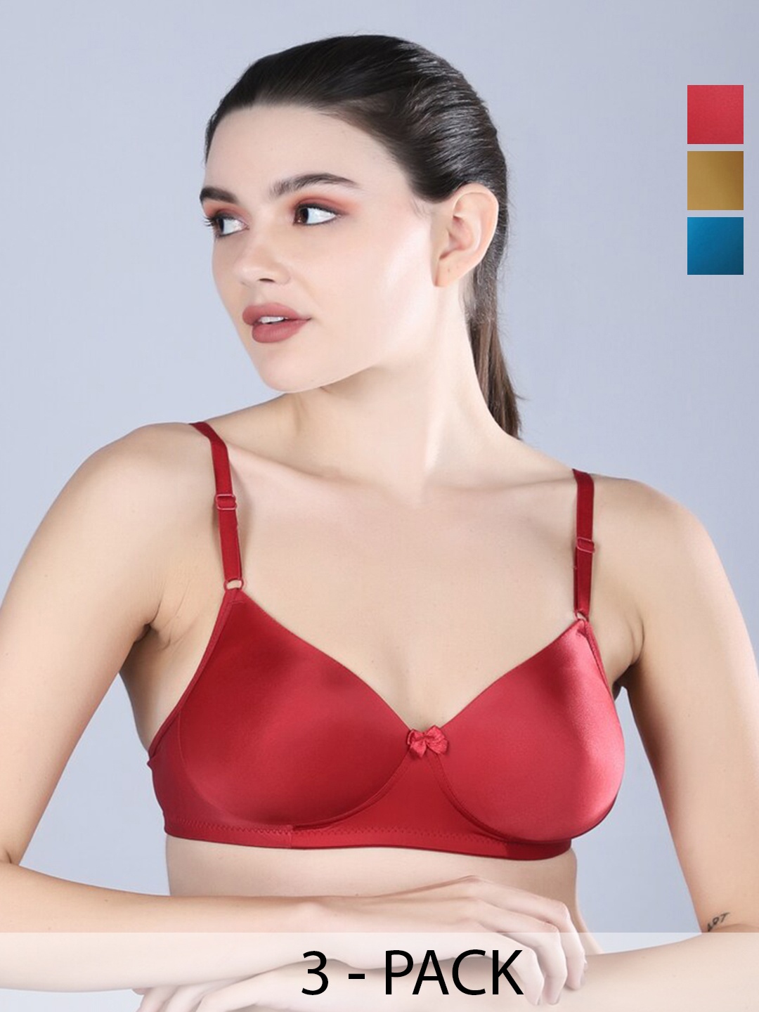 

Sonalvu Pack Of 3 Full Coverage All Day Comfort T-shirt Bra, Red