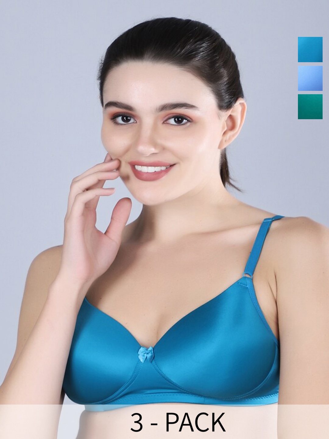 

Sonalvu Pack Of 3 Full Coverage Lightly Padded T-shirt Bra With All Day Comfort, Blue