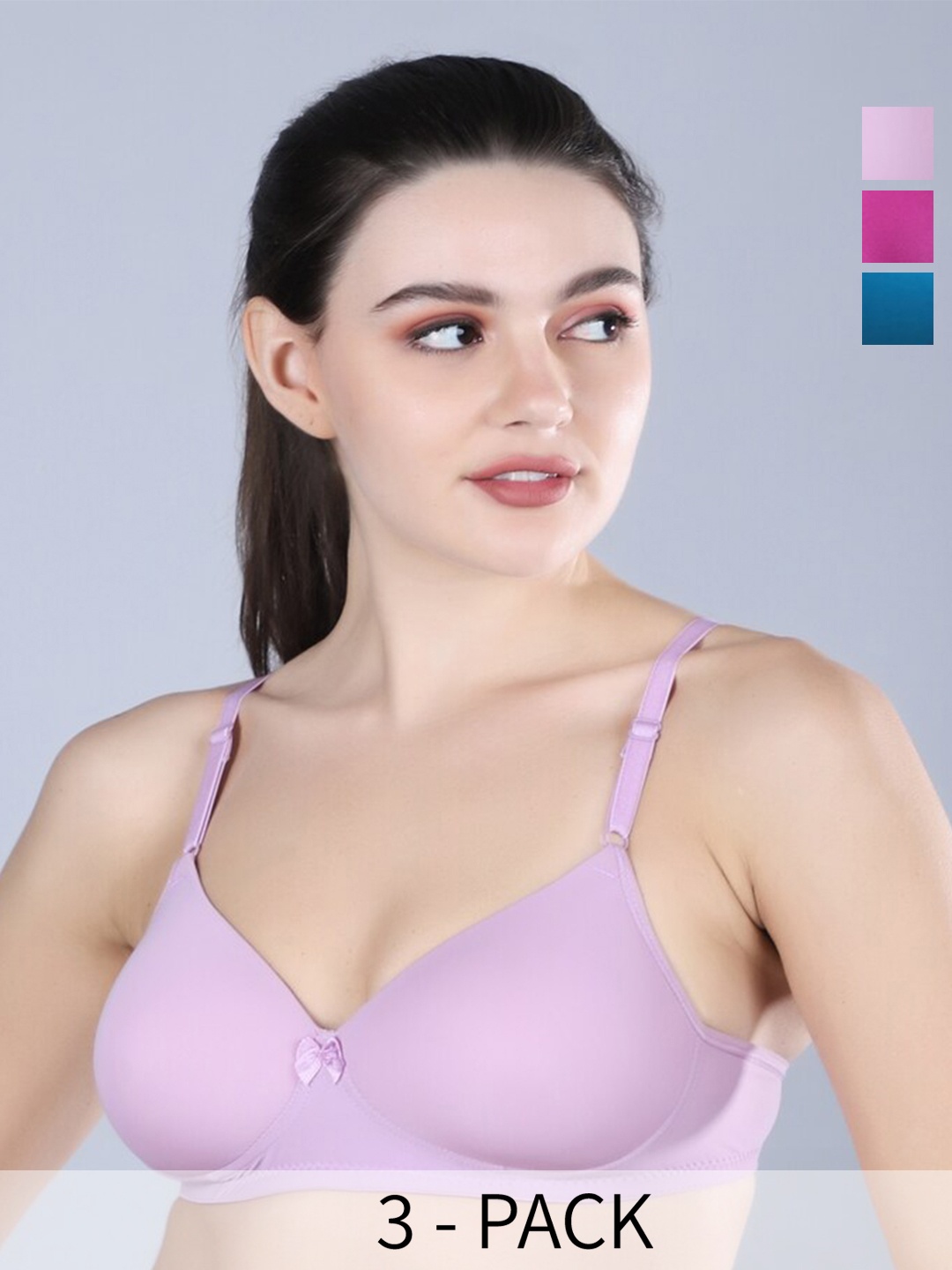 

Sonalvu Pack Of 3 Full Coverage Lightly Padded T-shirt Bra With All Day Comfort, Pink