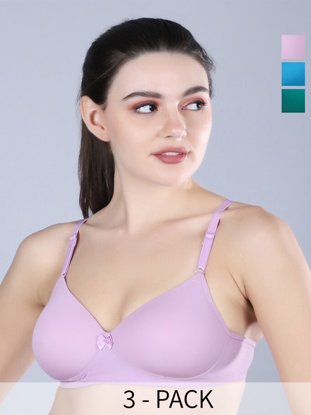 

Sonalvu Pack Of 3 Full Coverage Lightly Padded T-shirt Bra With All Day Comfort, Lavender