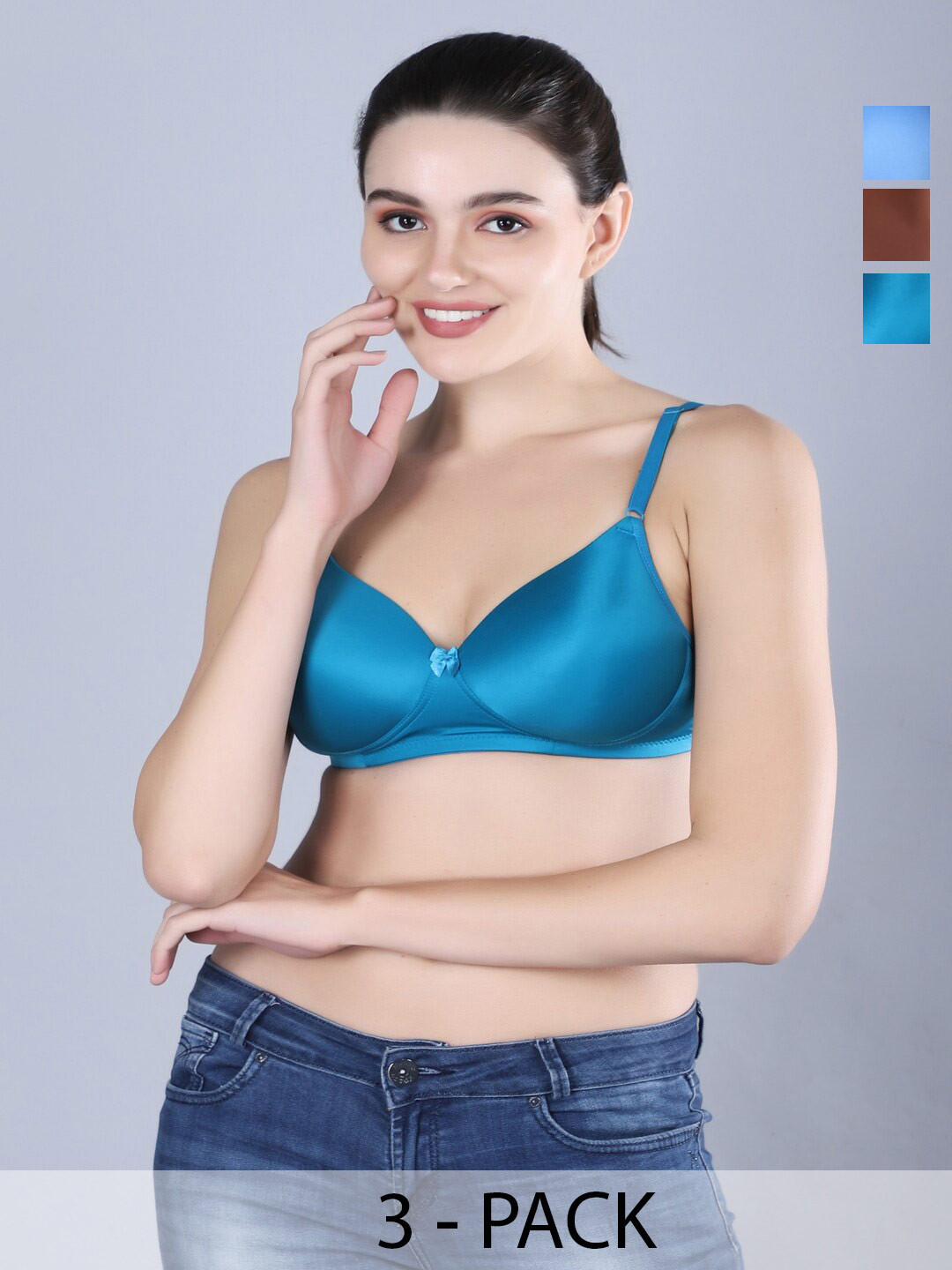 

Sonalvu Pack Of 3 Full Coverage Lightly Padded T-shirt Bra With All Day Comfort, Blue