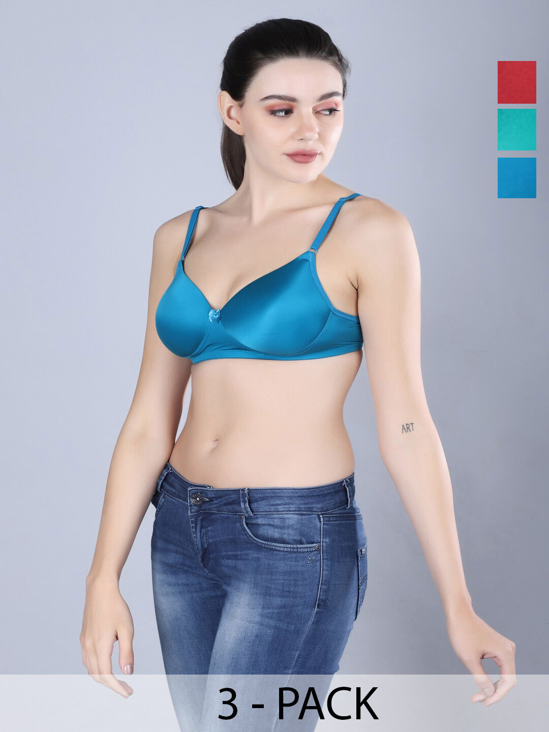 

Sonalvu Pack Of 3 Full Coverage Lightly Padded T-shirt Bra With All Day Comfort, Maroon