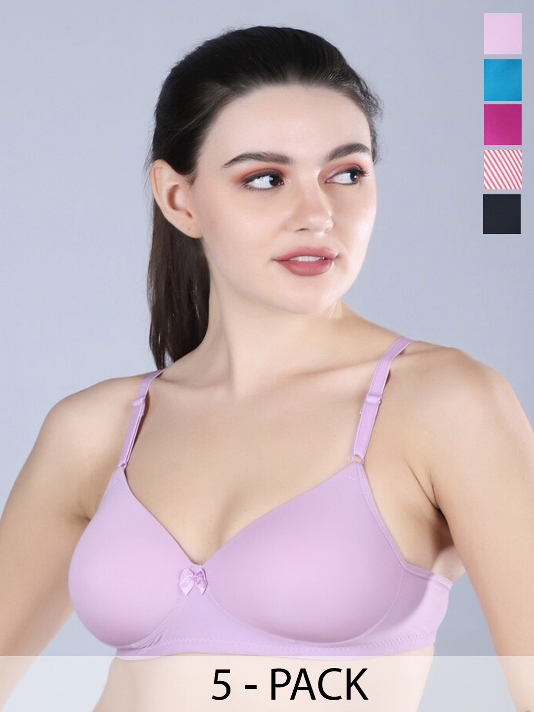 

Sonalvu Pack Of 5 Full Coverage Lightly Padded T-shirt Bra - All Day Comfort, Pink