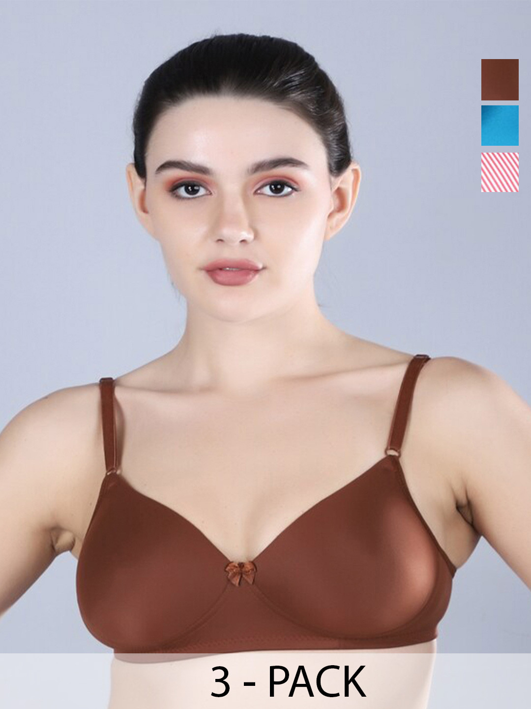 

Sonalvu Pack Of 3 Full Coverage Lightly Padded T-shirt Bra - All Day Comfort, Pink