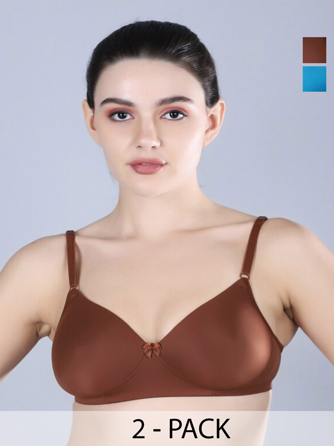 

Sonalvu Pack Of 2 Full Coverage Lightly Padded T-shirt Bra - All Day Comfort, Brown
