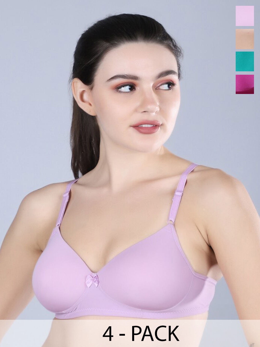 

Sonalvu Pack Of 4 Padded Full Coverage Lightly Padded Bra All Day Comfort, Lavender