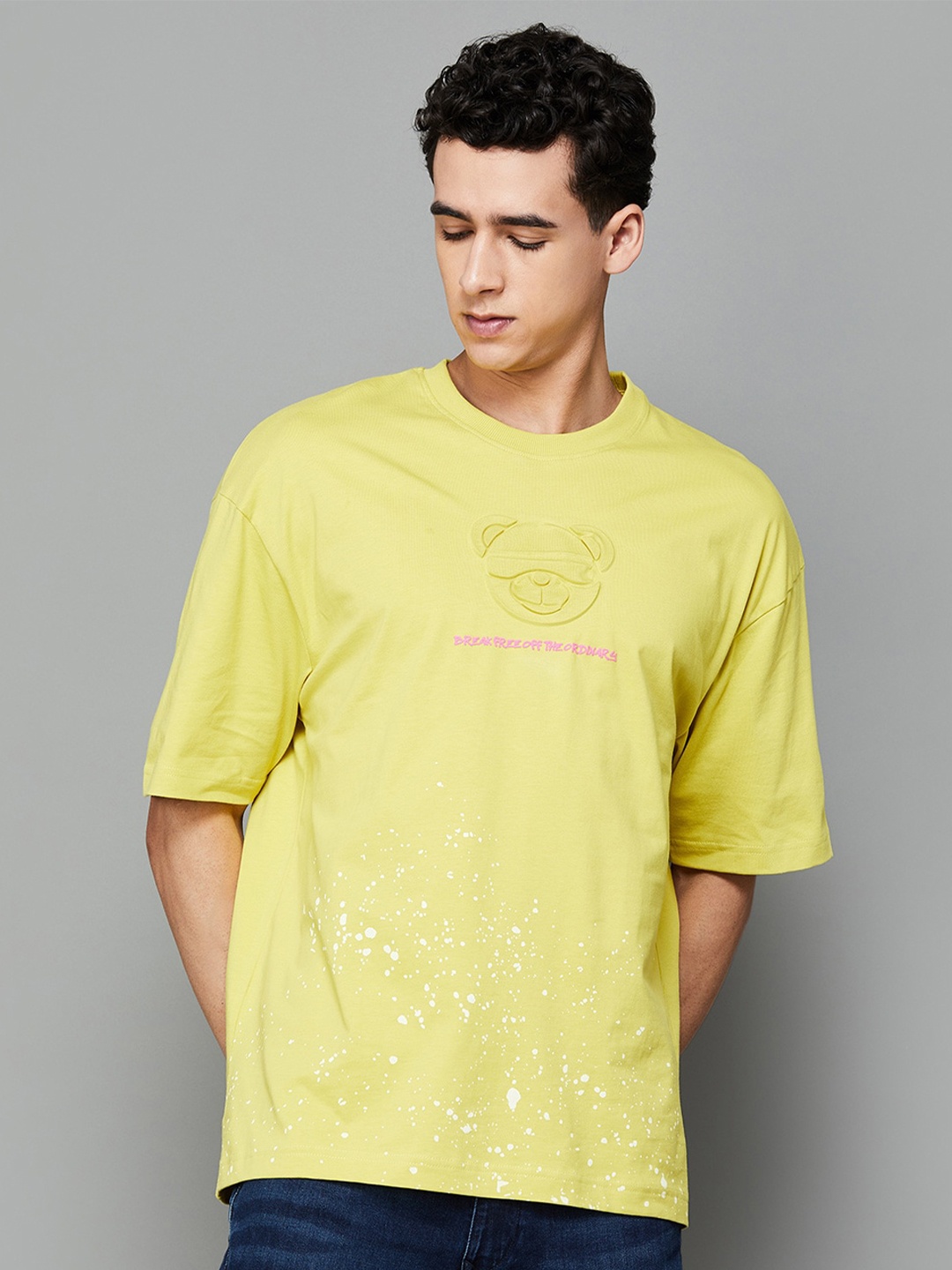 

Forca by Lifestyle Printed Round Short Sleeves Cotton T-shirt, Yellow