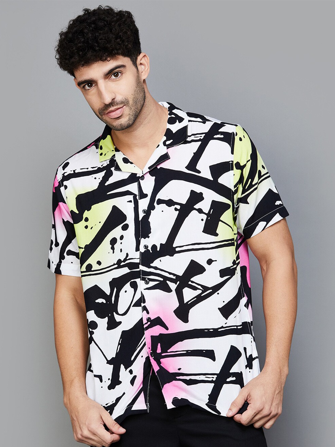 

Forca by Lifestyle Abstract Printed Opaque Casual Shirt, White