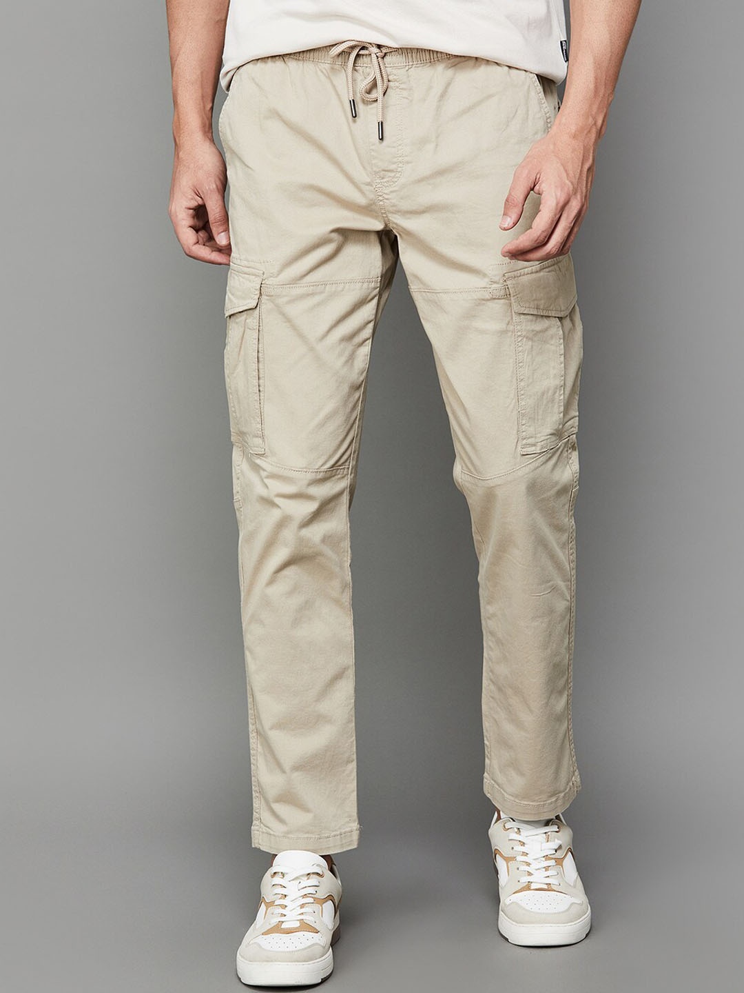 

Fame Forever by Lifestyle Men Mid-Rise Tapered Fit Cargo Trouser, Beige