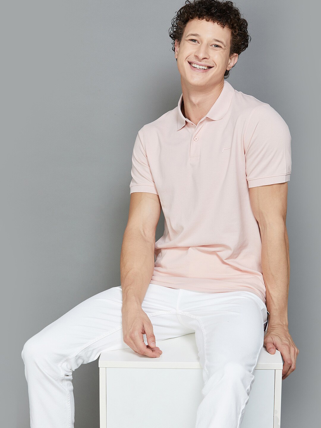 

Fame Forever by Lifestyle Polo Collar Sleeves Cotton Slim Fit T-shirt, Pink
