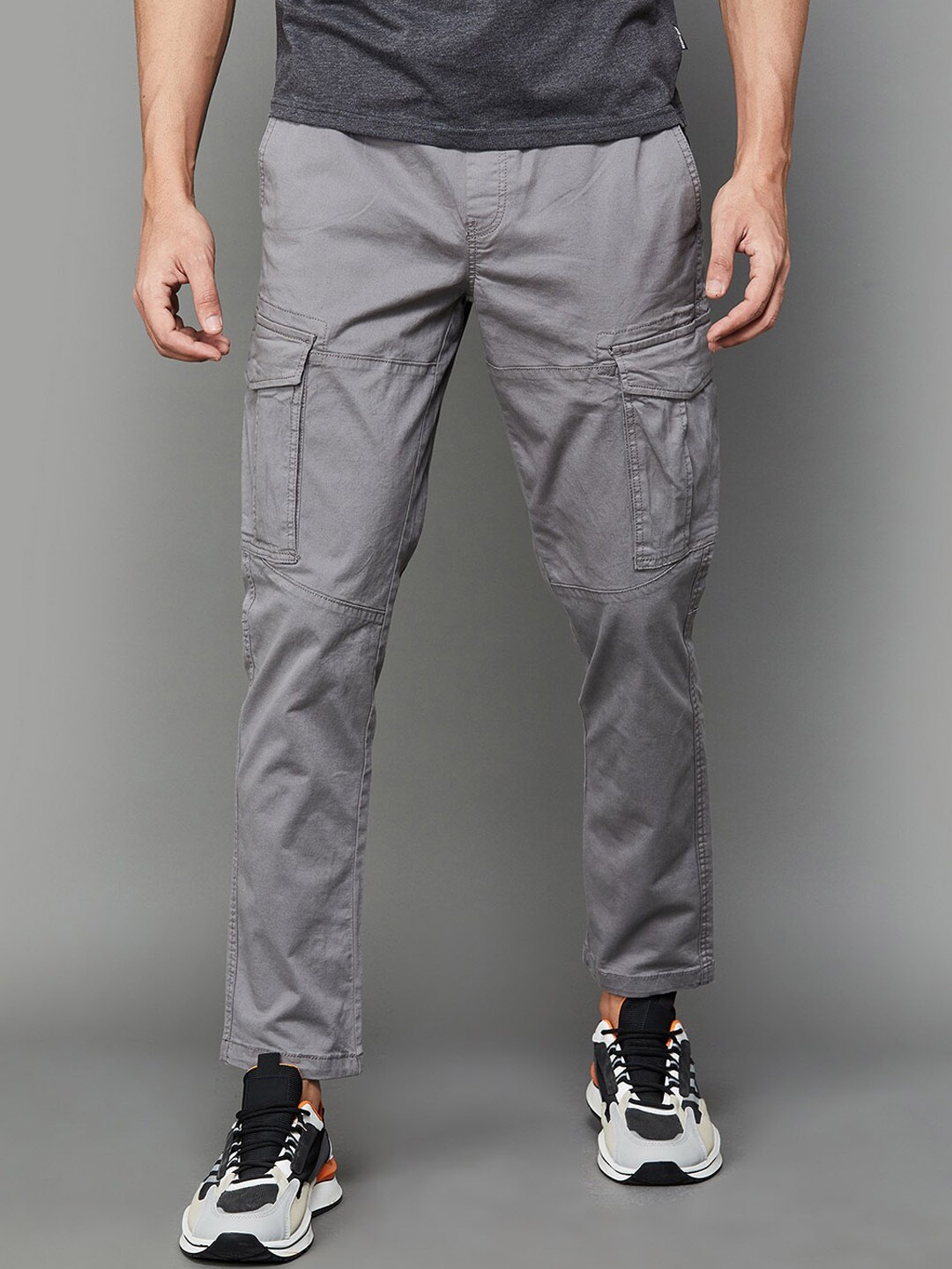 

Fame Forever by Lifestyle Men Mid-Rise Tapered Fit Cargo Trouser, Grey