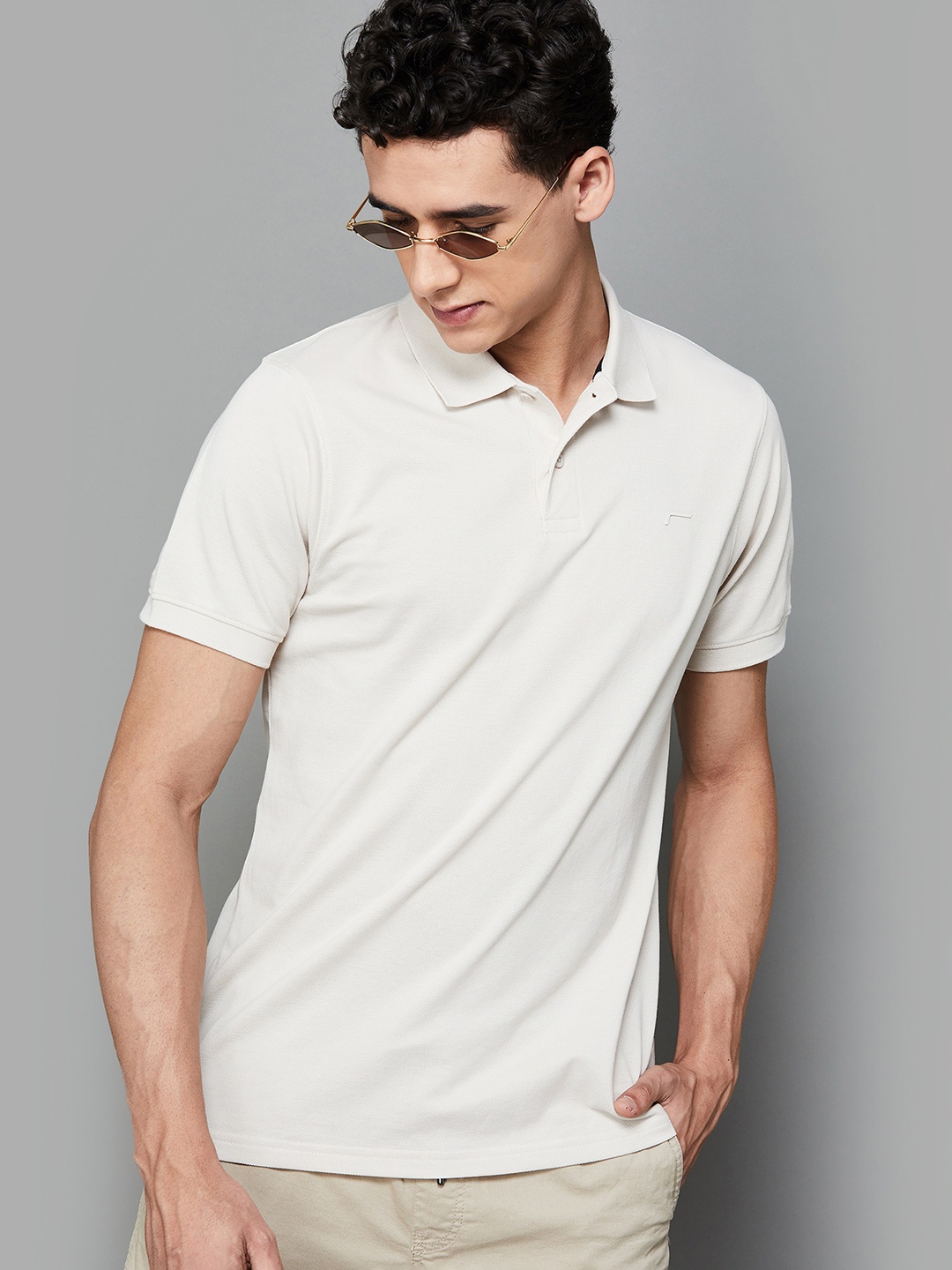 

Fame Forever by Lifestyle Polo Collar Cotton T-shirt, Beige