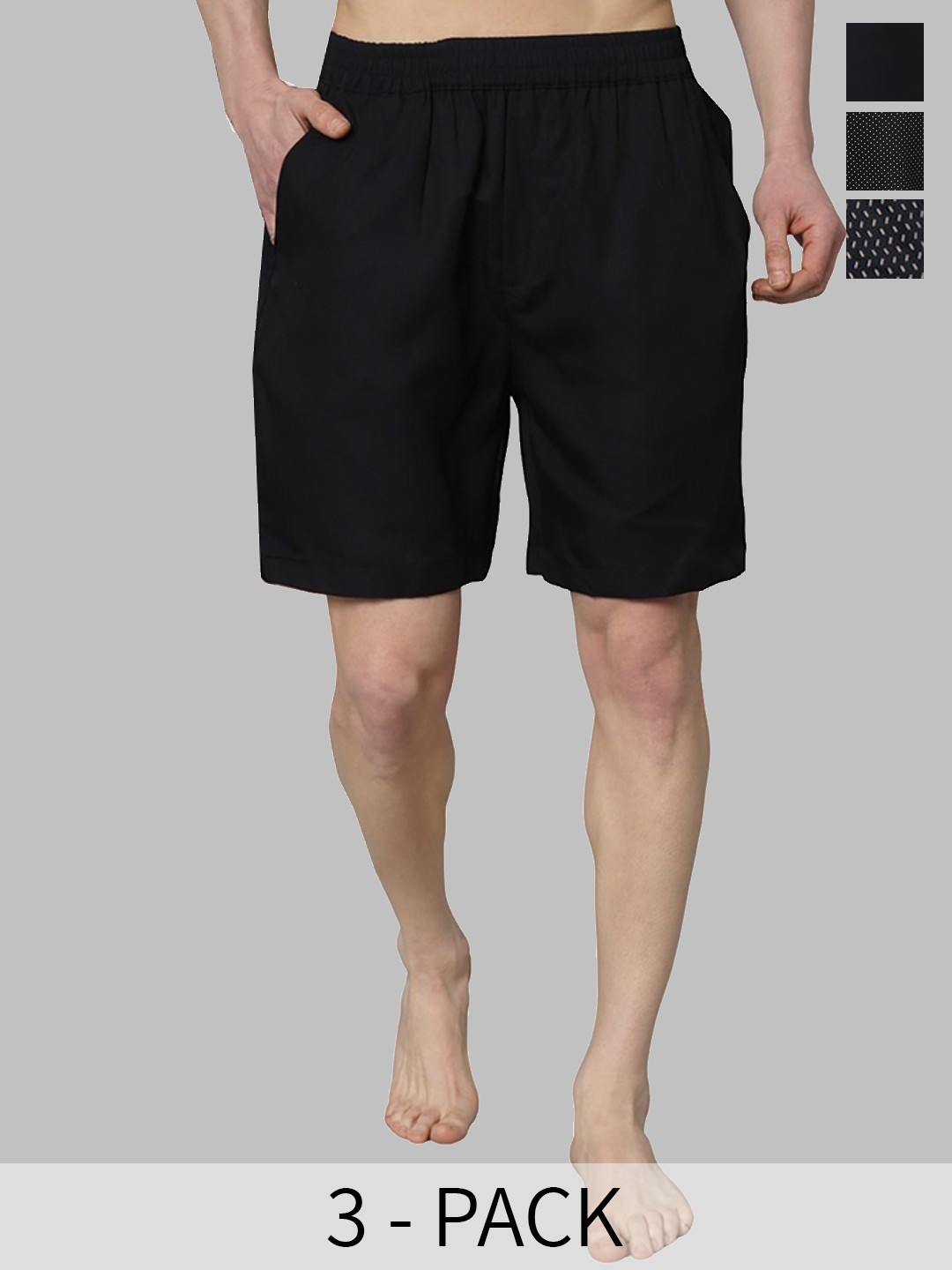 

OWO THE LABEL Pack Of 3 Pure Cotton Moisture Wicking Printed Boxers OTLMB03_4_10-S, Black