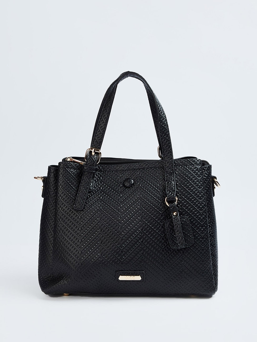 

CODE by Lifestyle Textured Structured Handheld Bag, Black