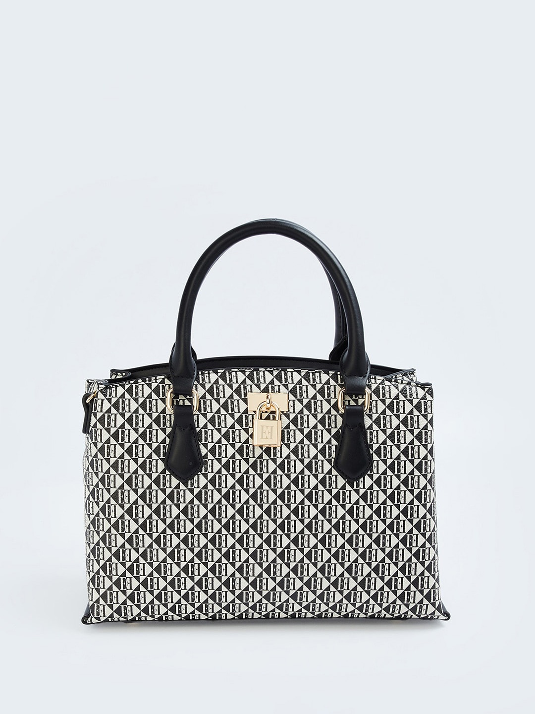 ELLE Printed Oversized Shopper Handheld Bag, Black