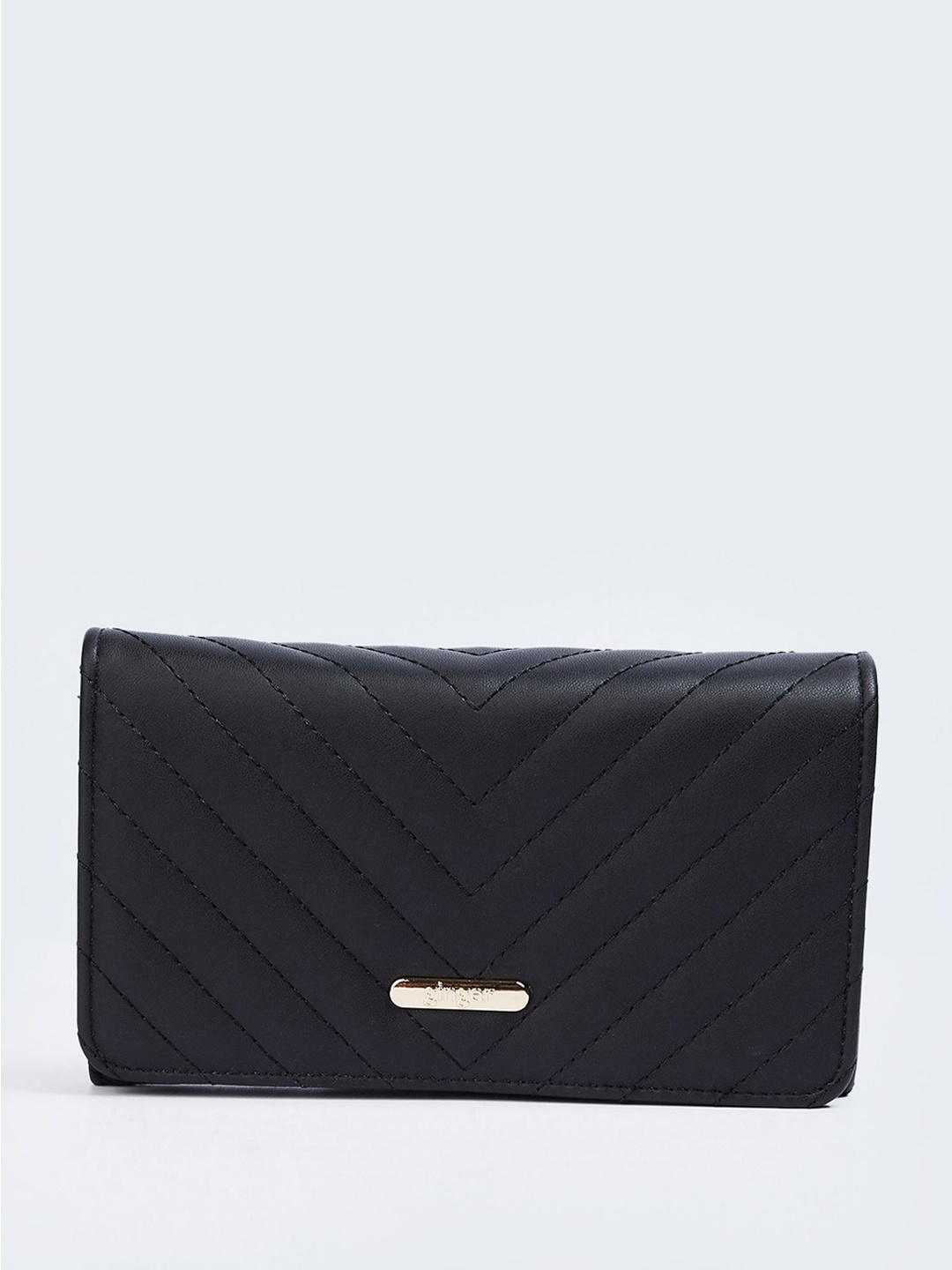 

Ginger by Lifestyle Textured Structured Sling Bag With Quilted, Black