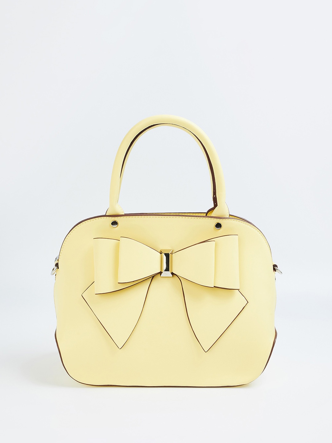 Ginger by Lifestyle Textured Oversized Structured Handheld Bag With Bow Detail, Yellow