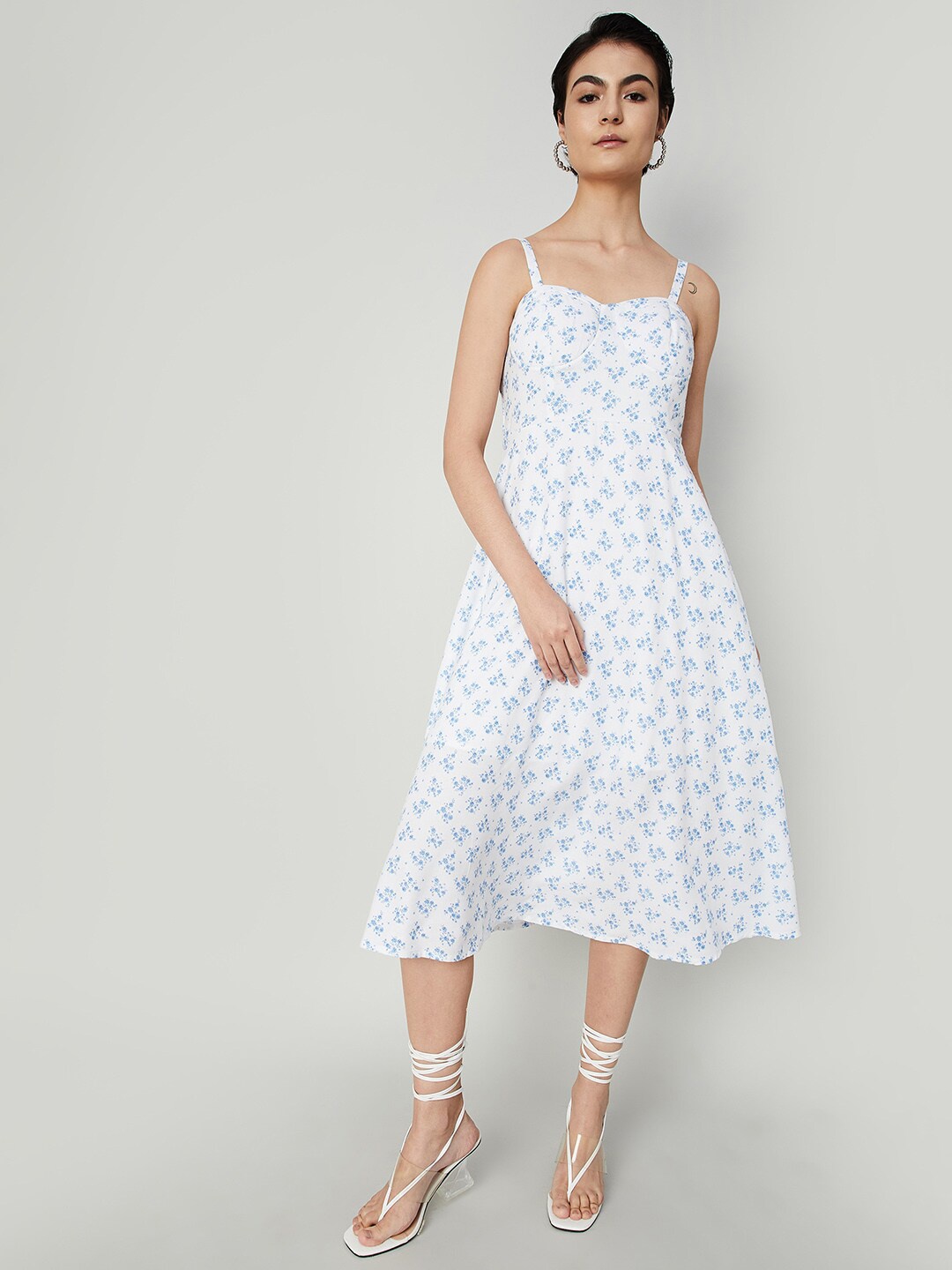 

Ginger by Lifestyle Floral Printed Fit & Flare Midi Dress, White