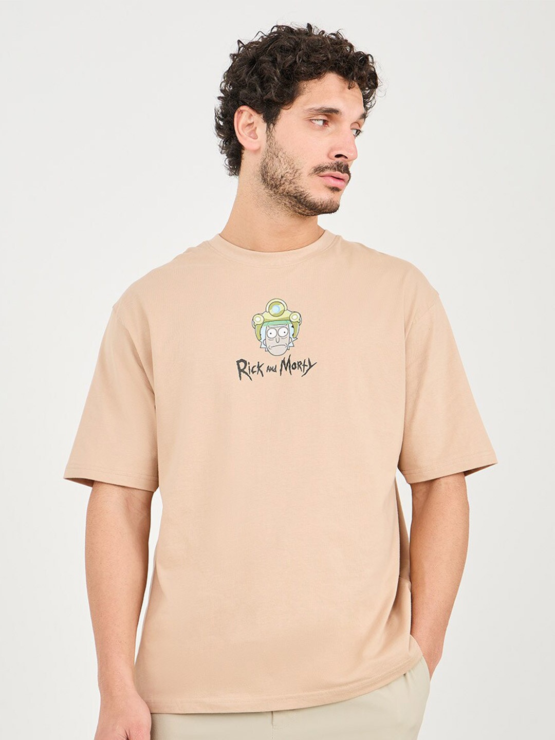 

Styli Rick & Morty Graphic Oversized T-Shirt, Beige