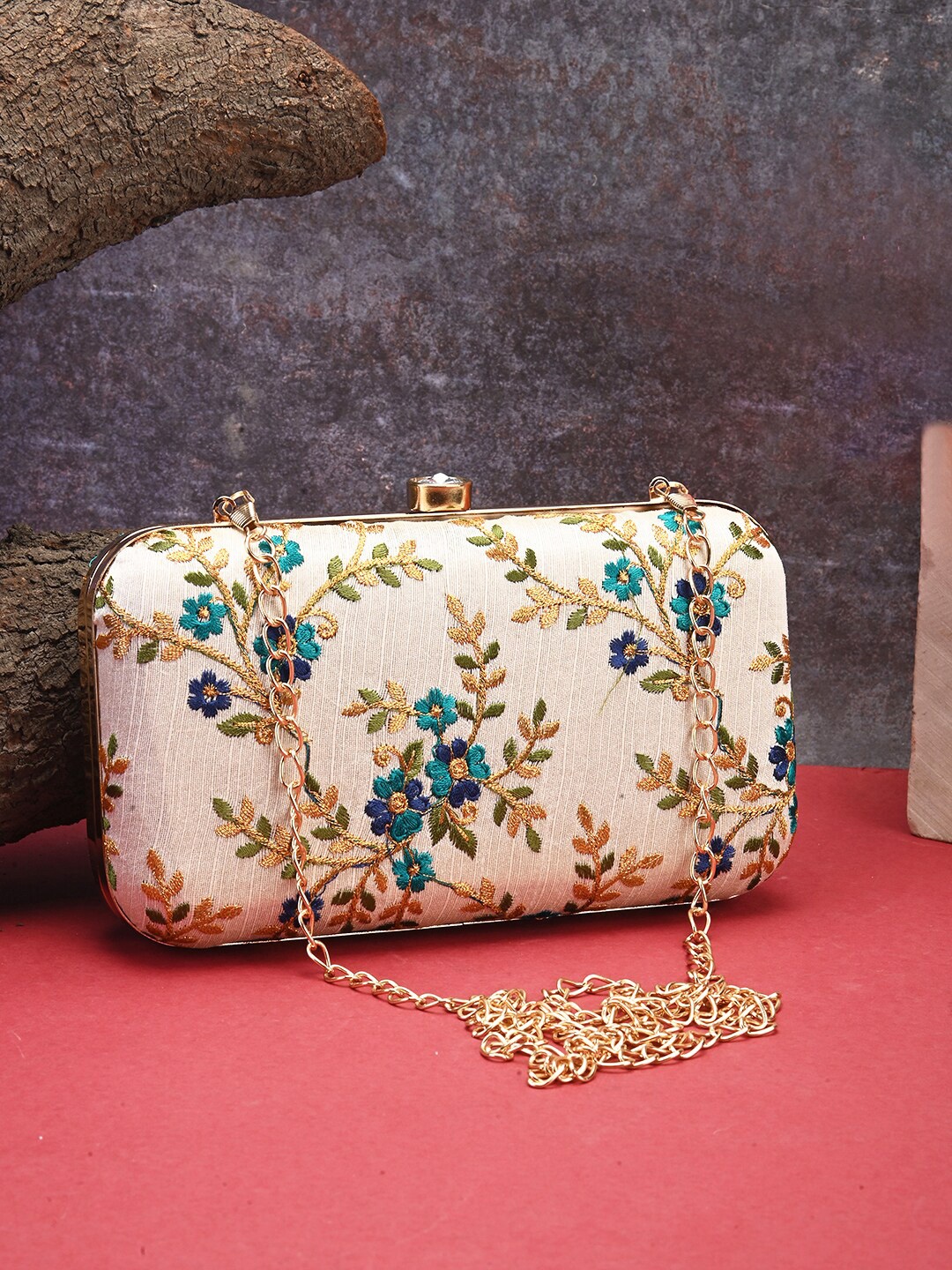 

Anouk Embroidered Box Clutch, Blue