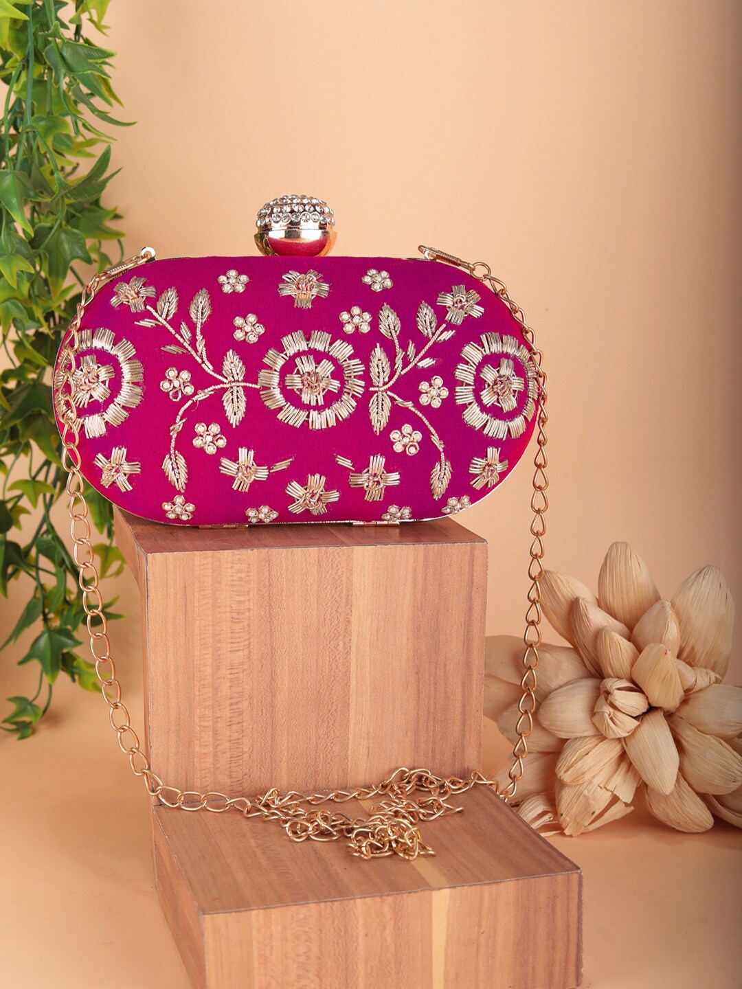 

Anouk Pink Embroidered Box Clutch