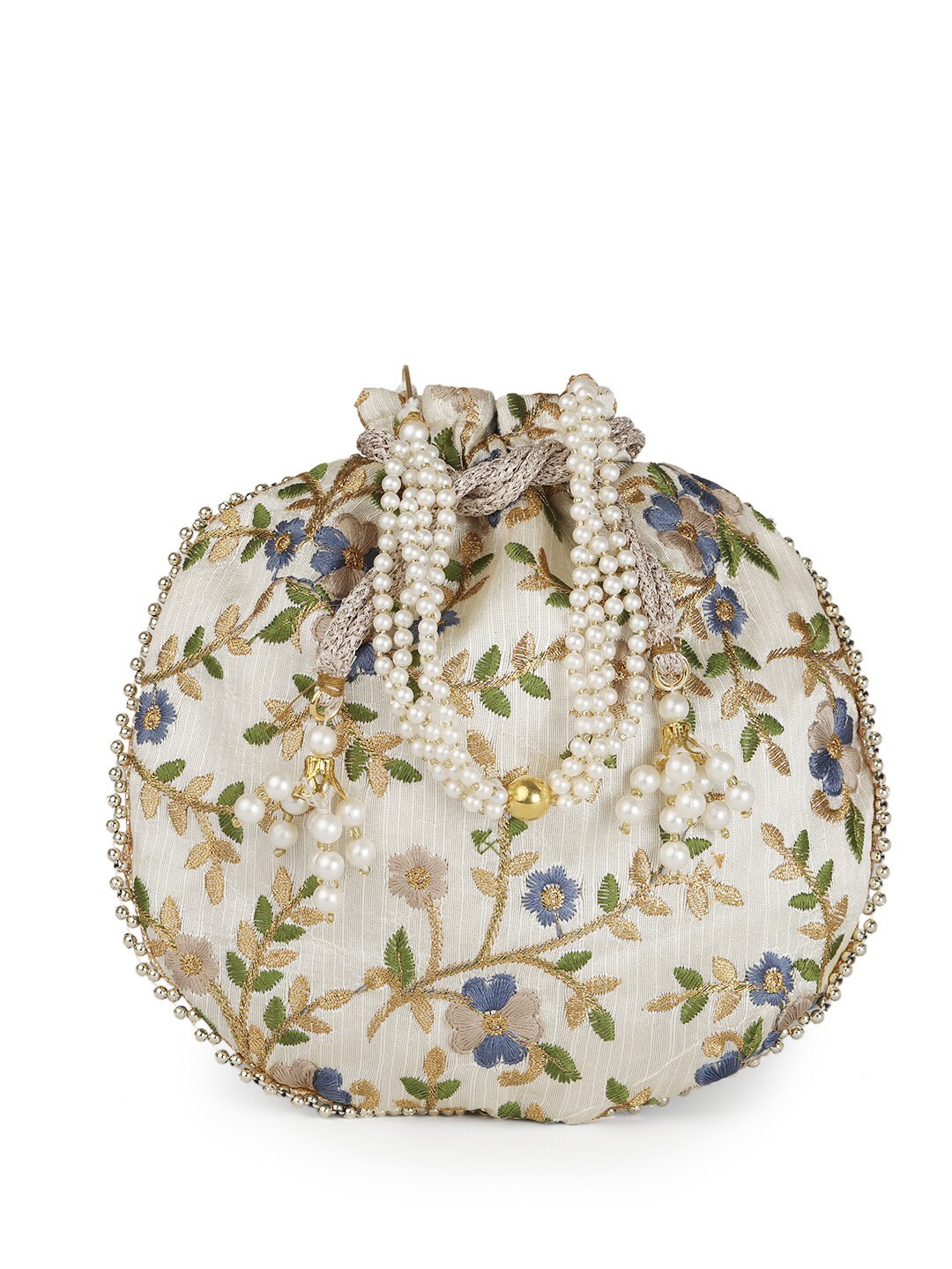 

Anouk White Embroidered Potli Clutch