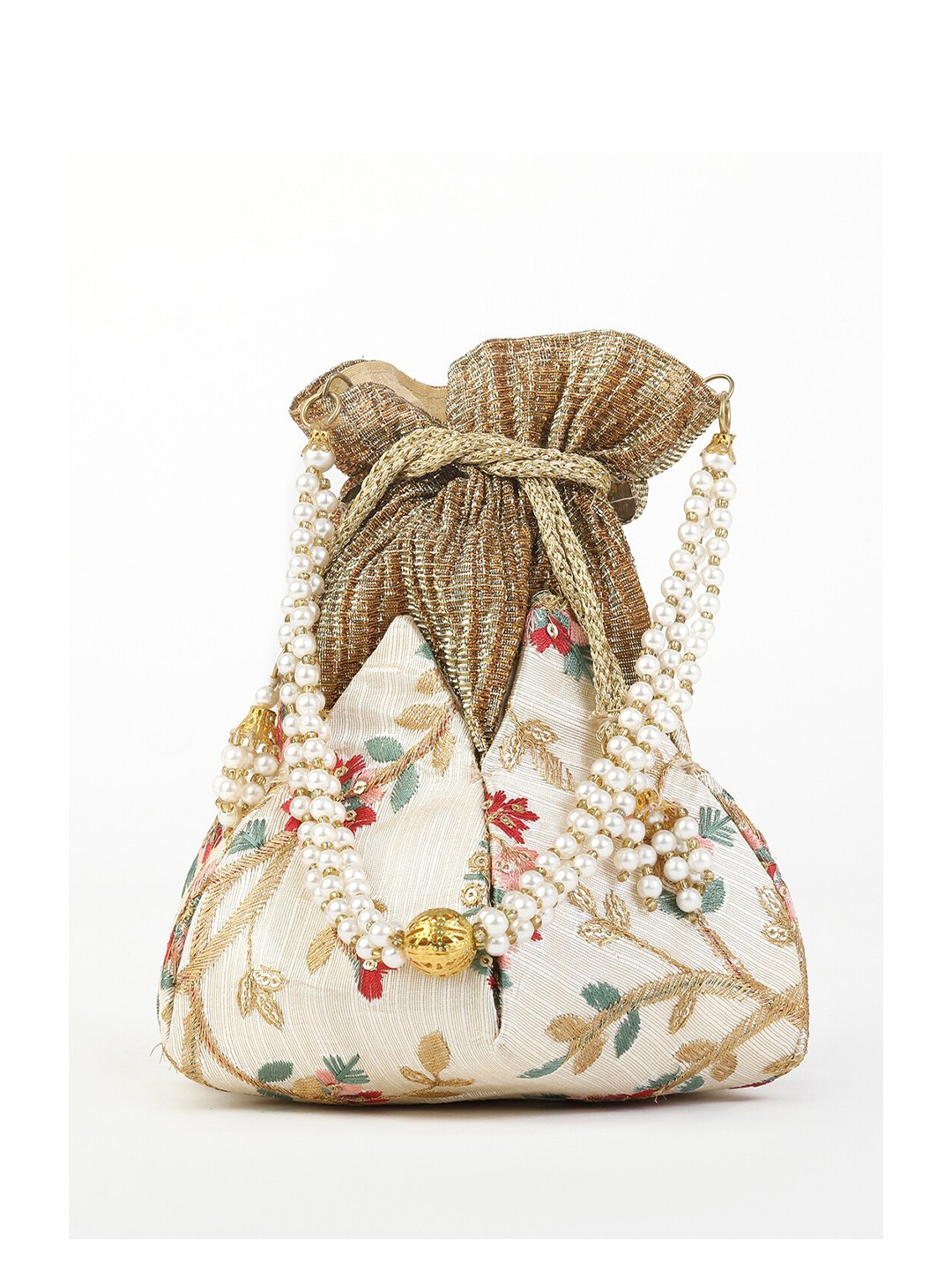 

Anouk White Embroidered Potli Clutch