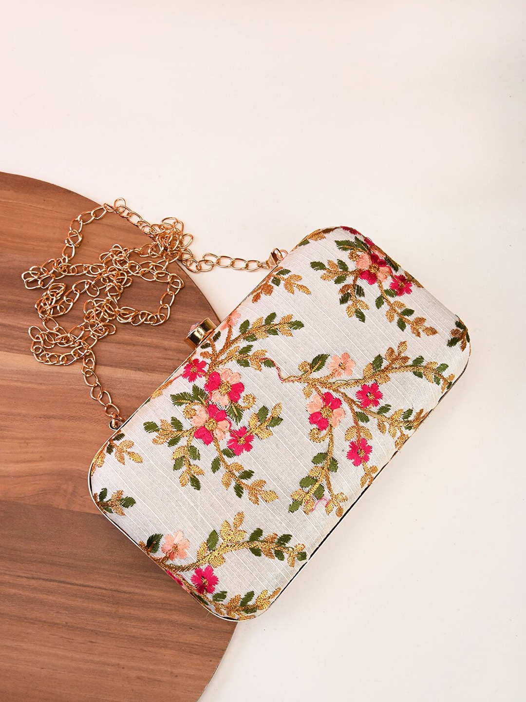 

Anouk White Embroidered Box Clutch