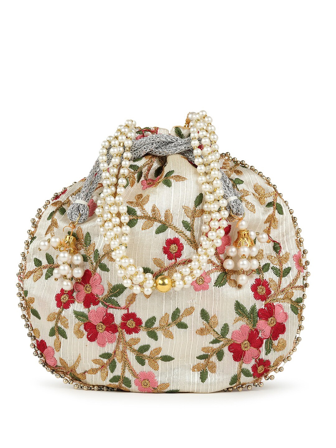 

Anouk Off White Embroidered Potli Clutch