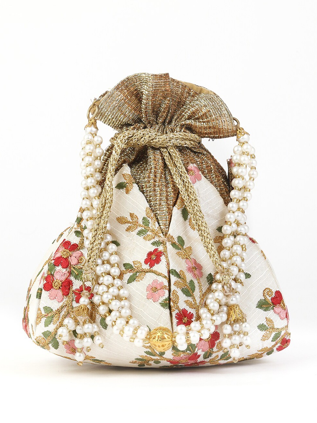 

Anouk White Embroidered Potli Clutch