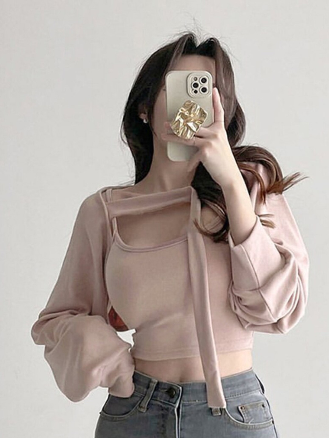 

Stylecast X KPOP Round Neck Top with Mid-Rise Trousers, Pink