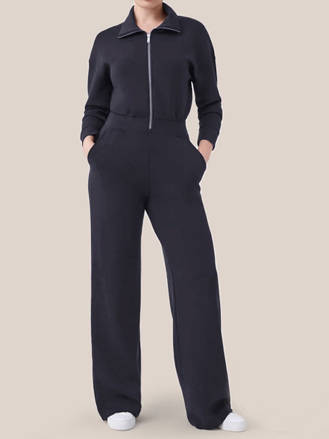 

Stylecast X KPOP Shirt Collar Top With Trousers Co-Ords, Navy blue