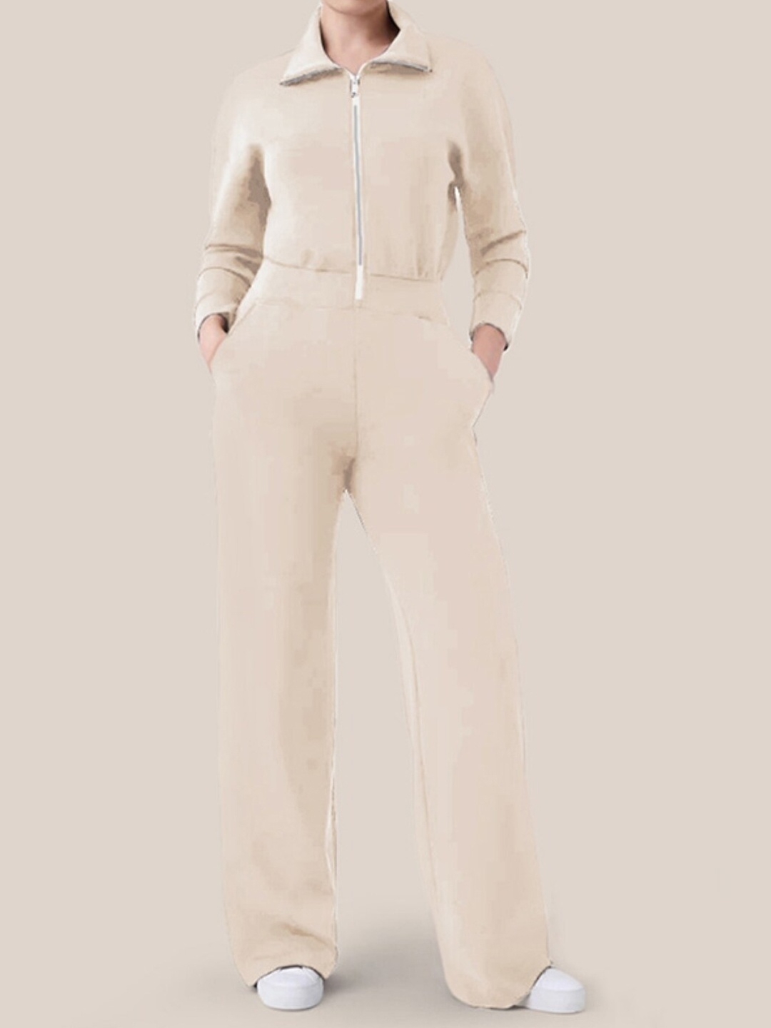 

Stylecast X KPOP Cream Coloured Shirt Collar Basic Jumpsuit