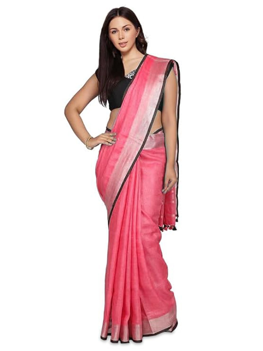 

INDIA SILK PWCS LTD Zari Pure Cotton Bhagalpuri Saree, Red