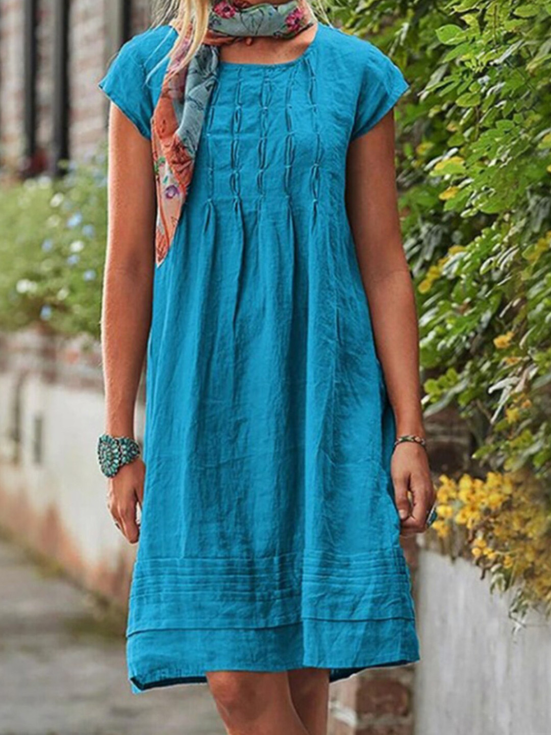 

Stylecast X KPOP Blue Round Neck A-Line Dress