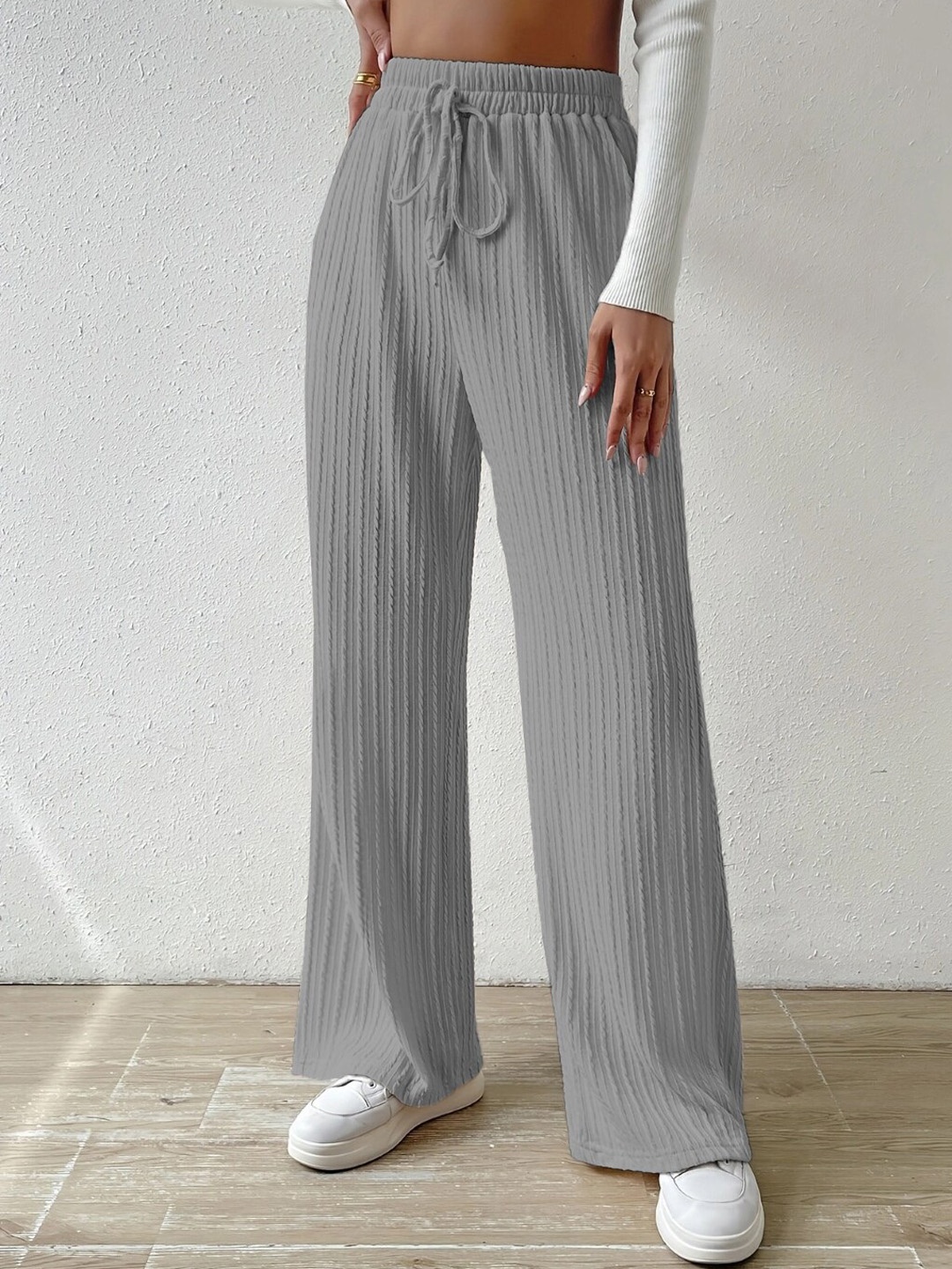 

Stylecast X KPOP Striped Original Parallel Trousers, Grey