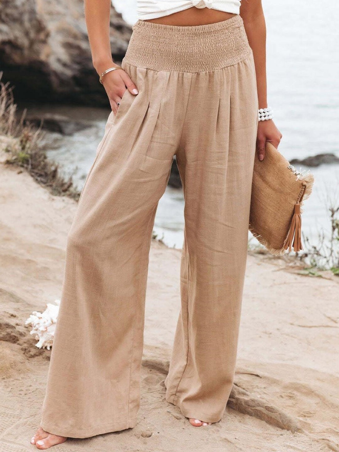 

Stylecast X KPOP Original Women Mid-Rise Plain Parallel Trousers Trouser, Khaki