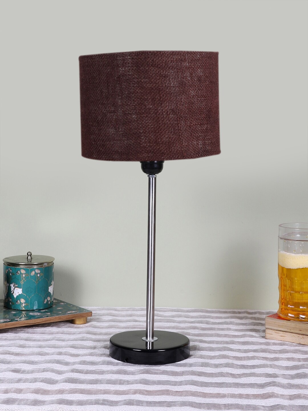 

Devansh Brown Textured Cylinder Wooden Contemporary Table Lamp