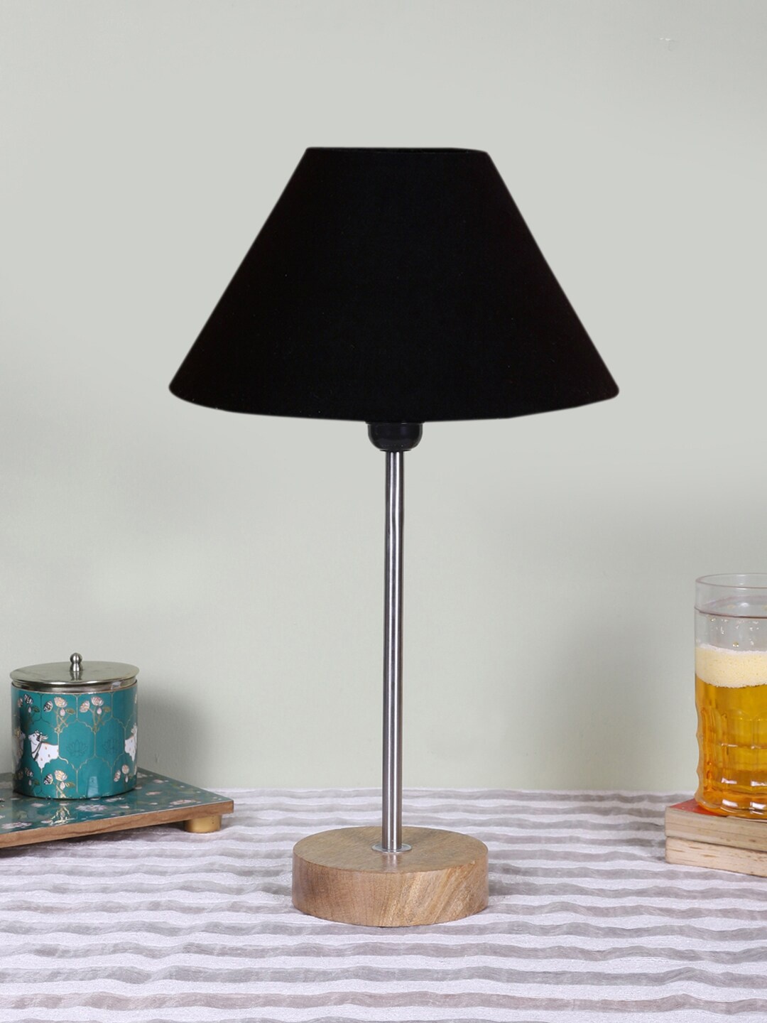 

Devansh Black Textured Cotton Frustum Table Lamp