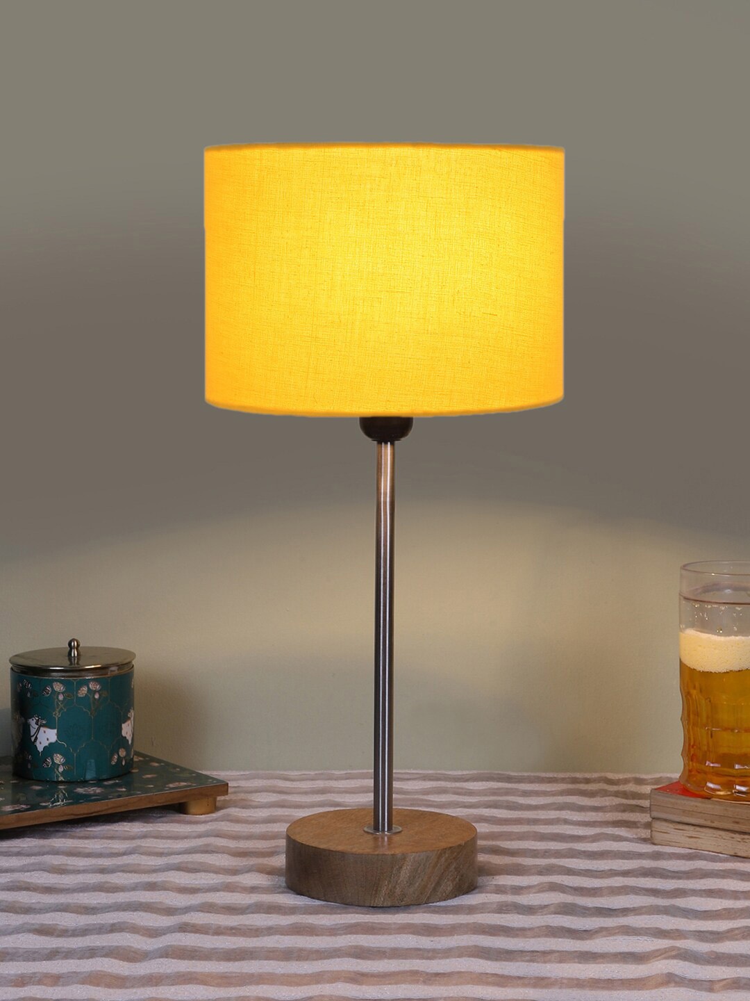 

Devansh Yellow Textured Cotton Cylindrical Table Lamp