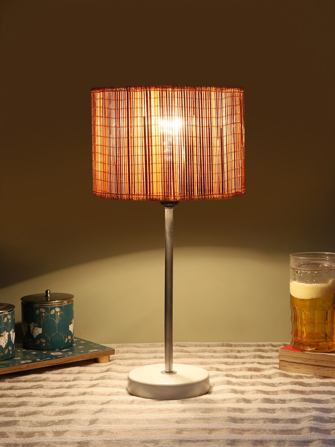 

Devansh Beige Textured Wooden Contemporary Cylindrical Shaped Table Lamp