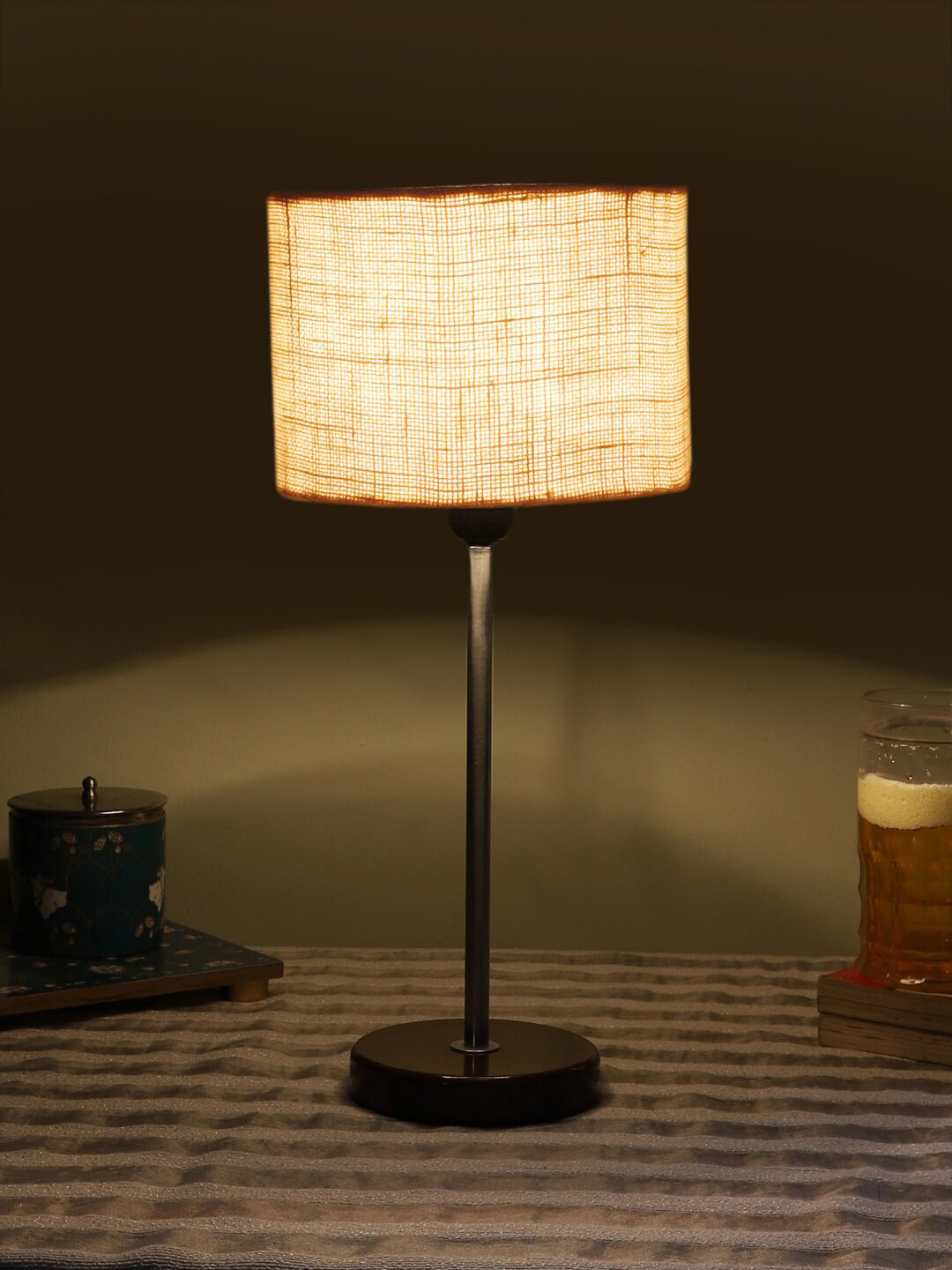 

Devansh White Wooden & Cotton Cylinder Table Lamps