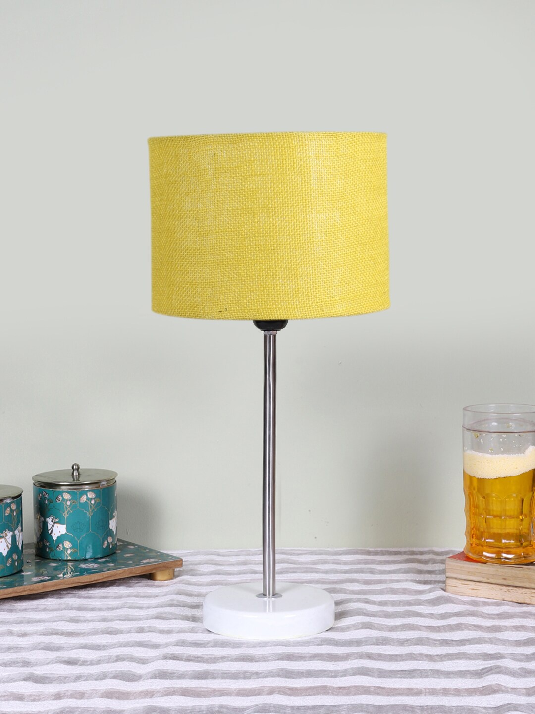 

Devansh Yellow Textured Wooden Contemporary Cylindrical Shaped Table Lamp