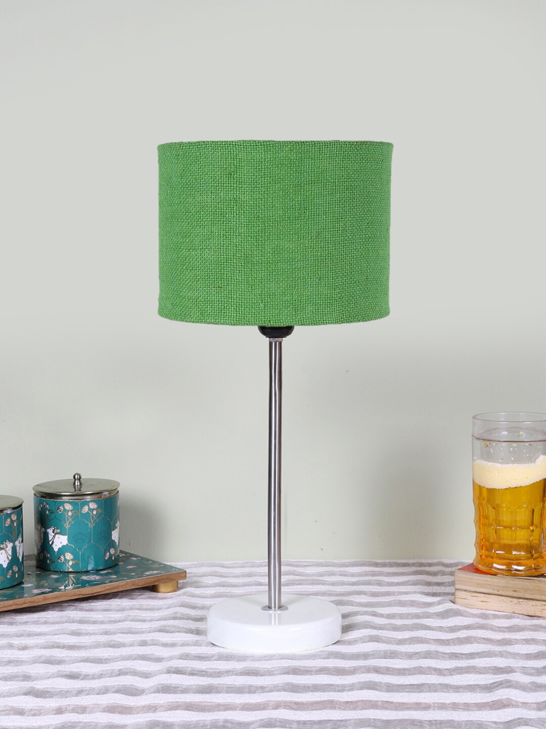 

Devansh Green Textured Wooden Contemporary Cylindrical Shaped Table Lamp