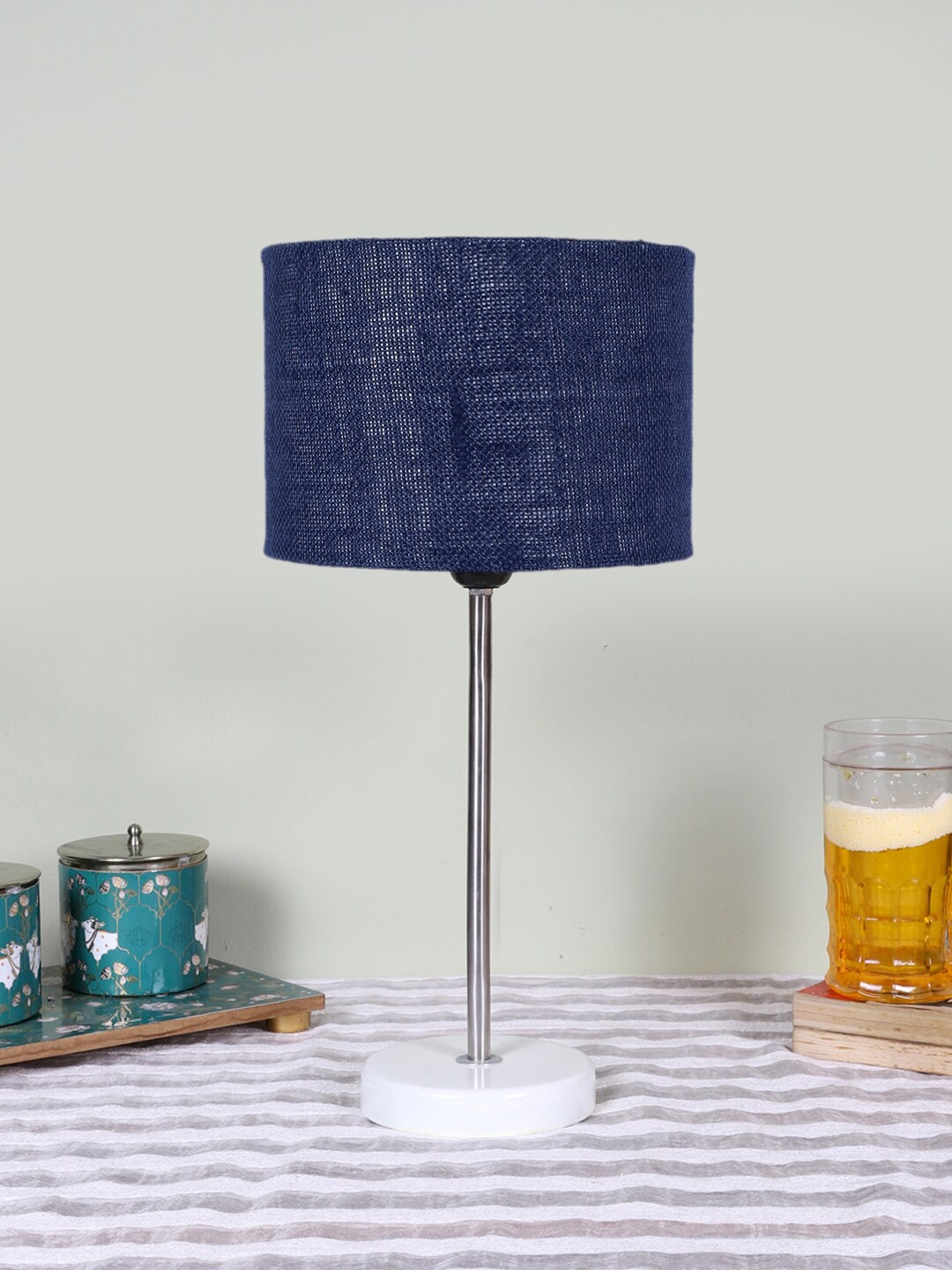

Devansh Blue Wooden Cylinderical Table Lamps