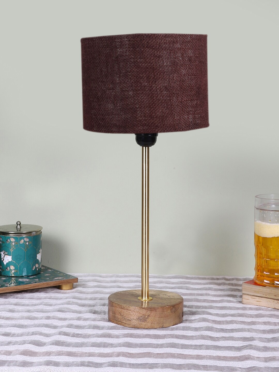 

Devansh Brown Wooden Cylinderical Table Lamps